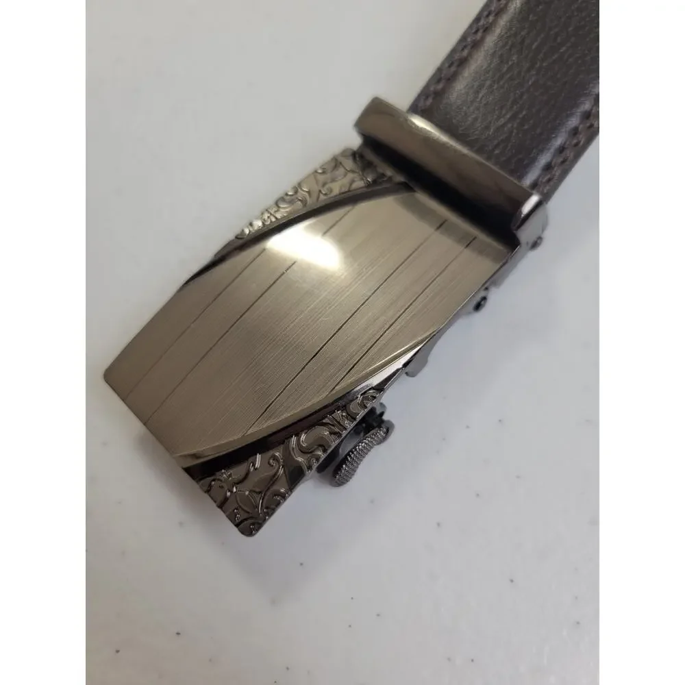 Belt Automatic Ratchet Buckle Black Leather Fashion‎ Casual Dress Men's 34/36